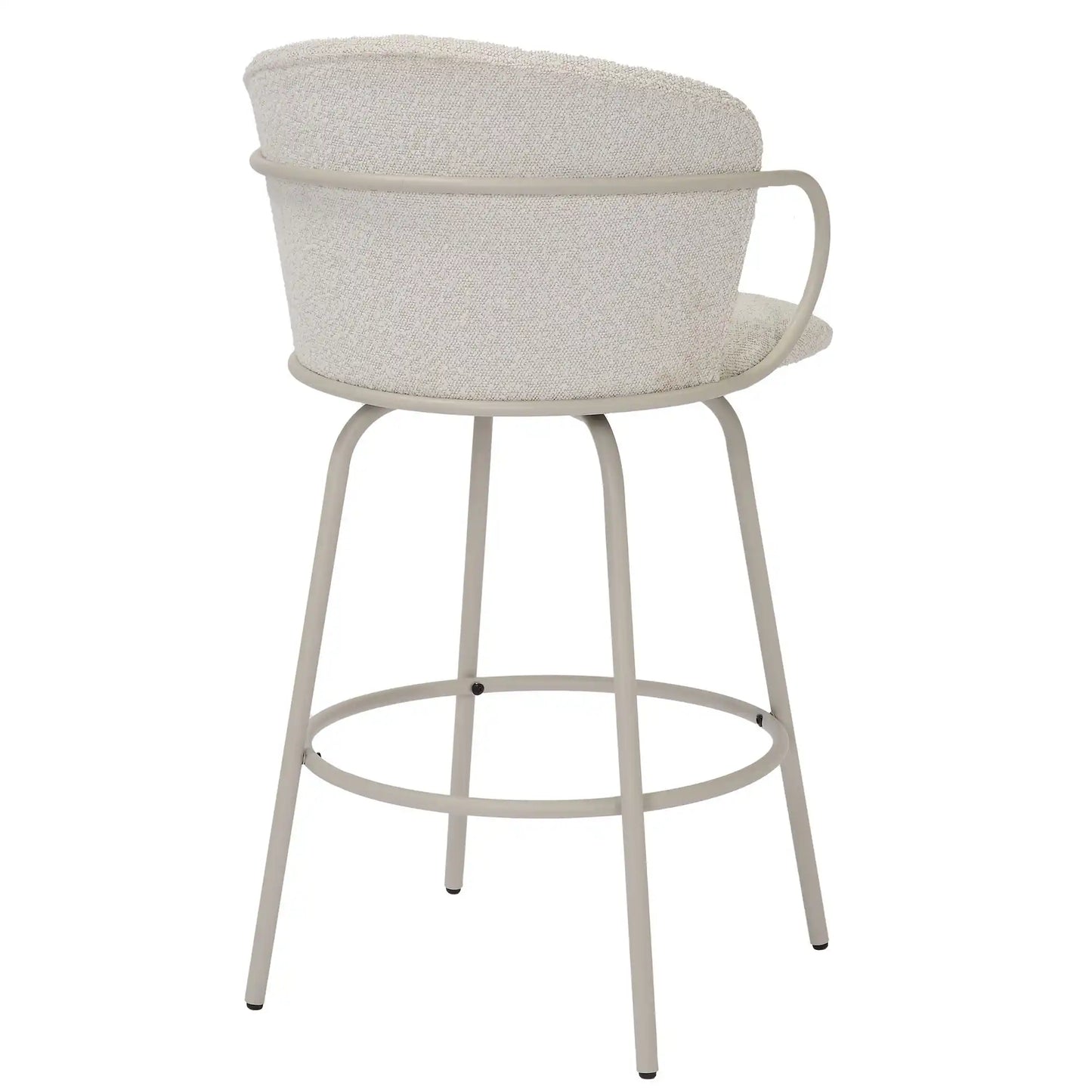 Kalani Swivel Counter Stool In Beige Bouclé Fabric - Set of 2