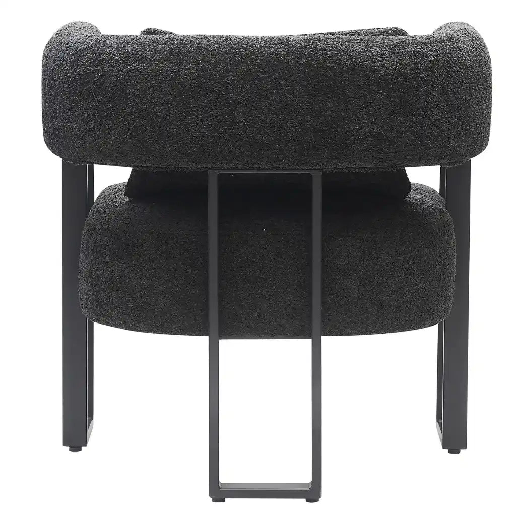 Back Of Modern Accent Chair in Charcoal Boucle
