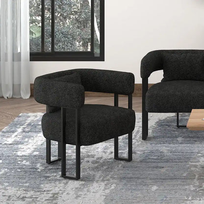 Back Of Modern Accent Chair in Charcoal Boucle