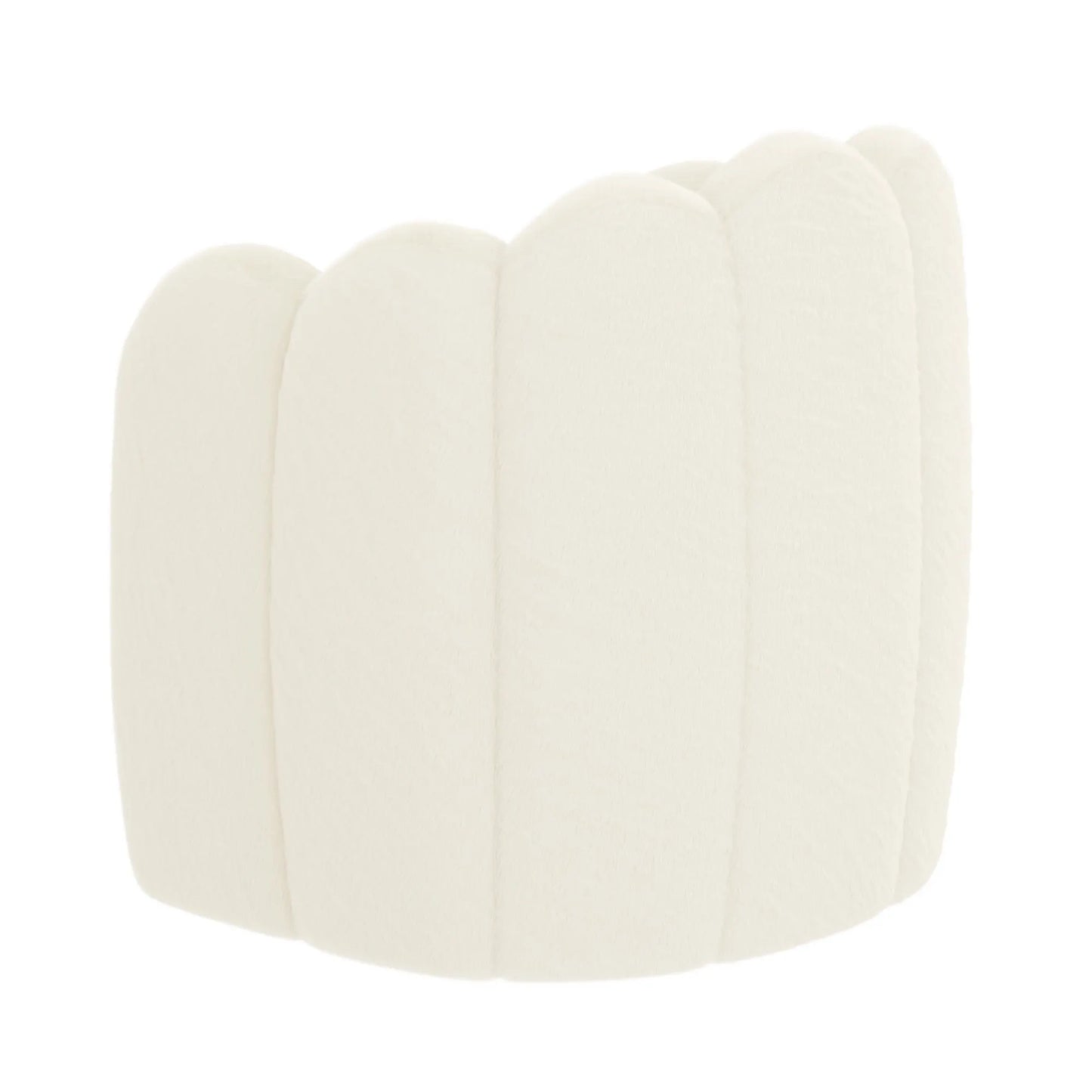 Pandora Faux Fur Accent Chair with Scalloped Back in Ivory