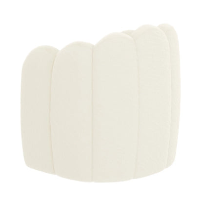 Pandora Faux Fur Accent Chair with Scalloped Back in Ivory