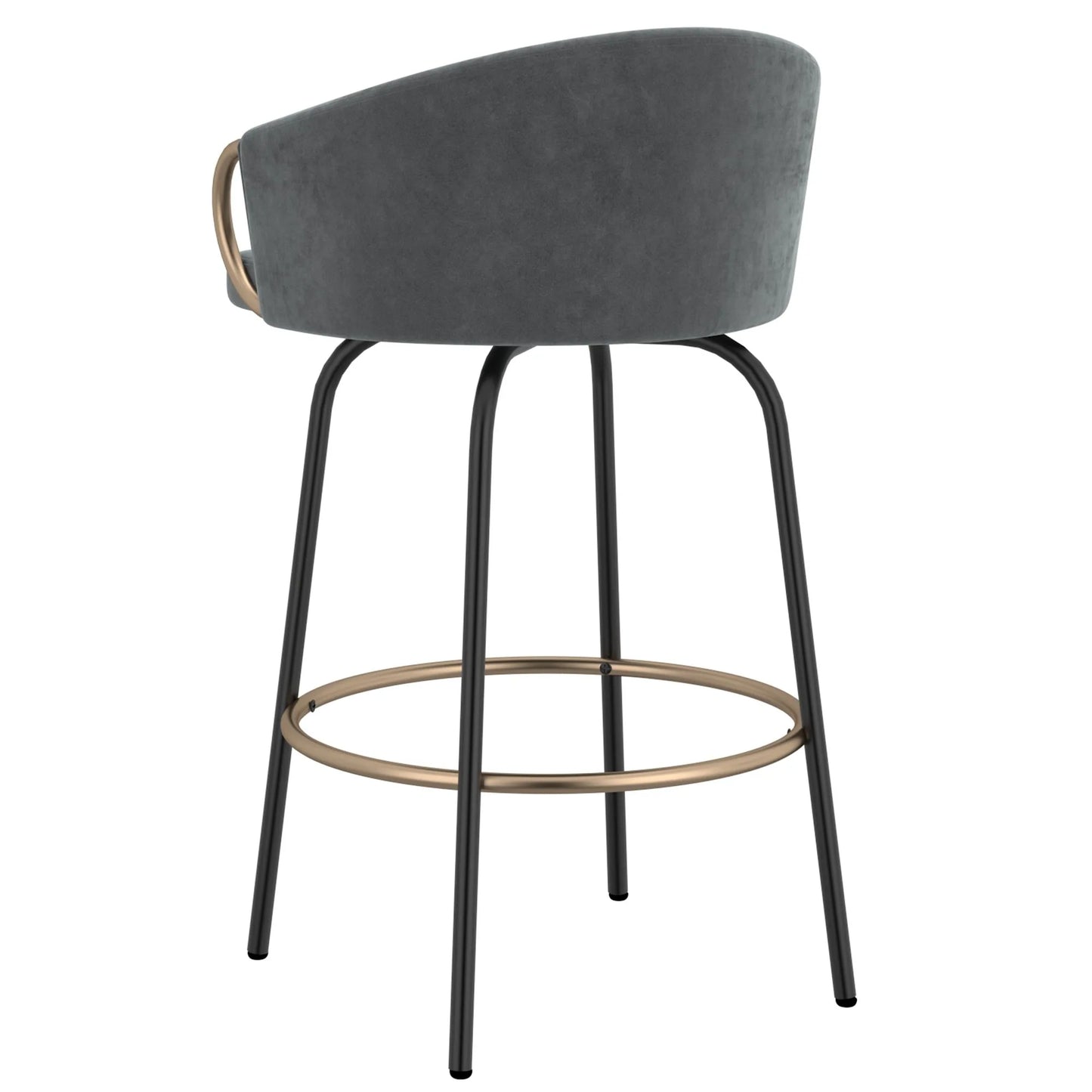 Velvet Swivel Counter Stools With Gold Accents – Set of 2