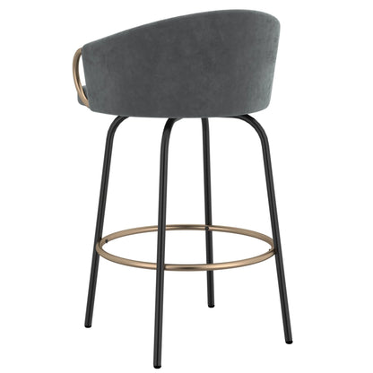 Velvet Swivel Counter Stools With Gold Accents – Set of 2