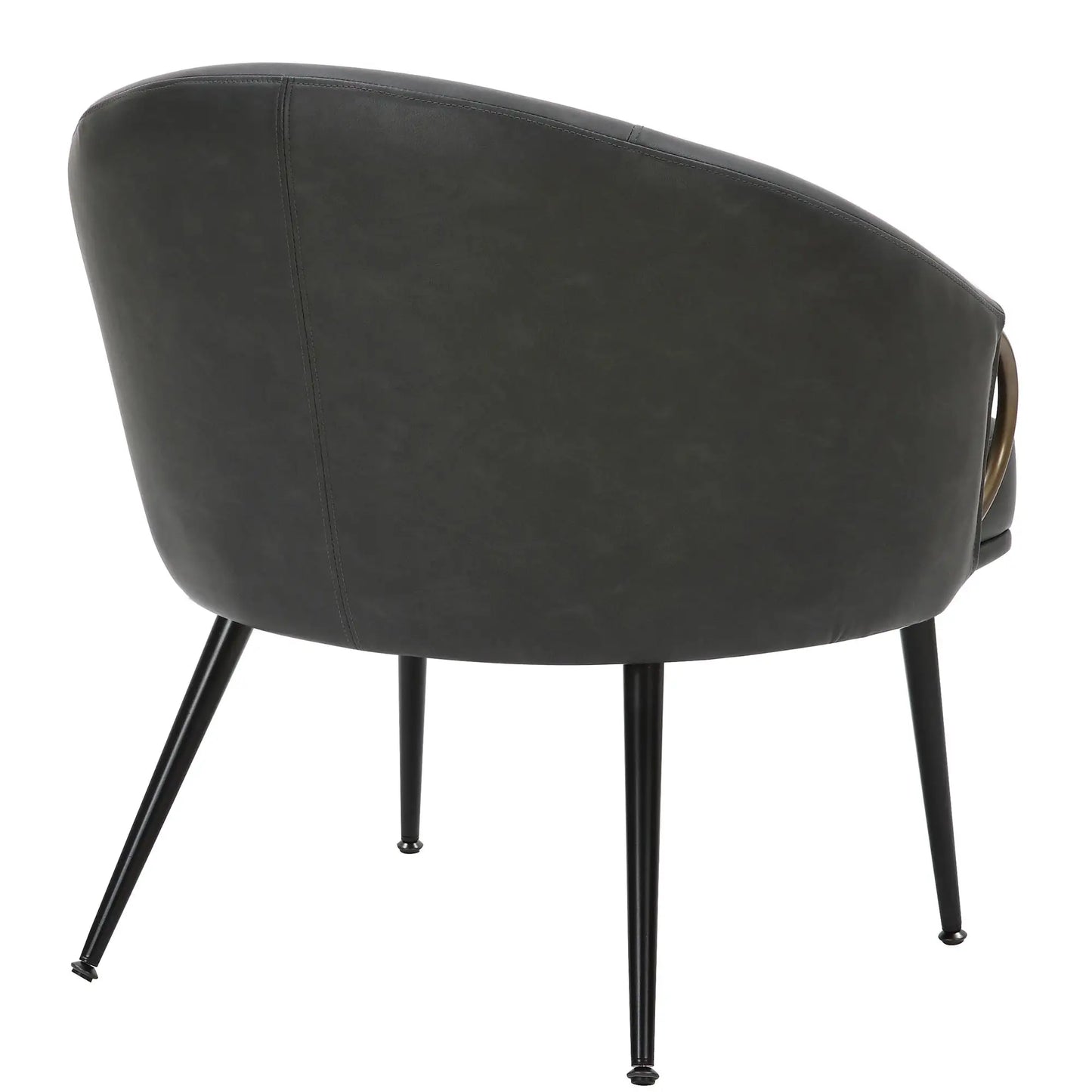 Zita Faux Leather Accent Chair with Aged Gold Arms