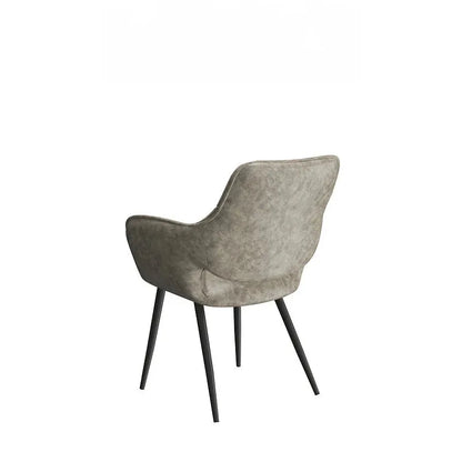 Gray upholstered chair with black legs 