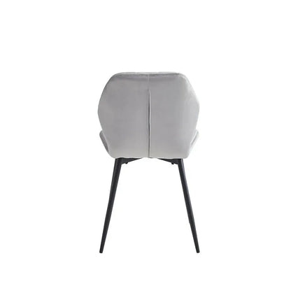 Modern chair with a grey cushioned backrest and black legs 