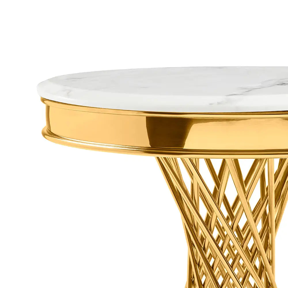 Bailey Marble Top End Table with Gold Polished Steel Base