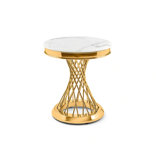 Bailey Marble Top End Table with Gold Polished Steel Base