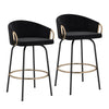 Velvet Swivel Counter Stools With Gold Accents – Set of 2