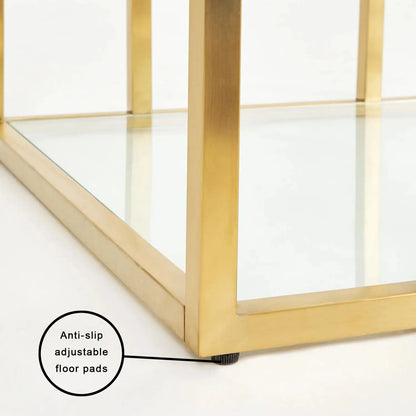 Barolo Gold Metal End Table – Brushed Gold Frame & Tempered Glass