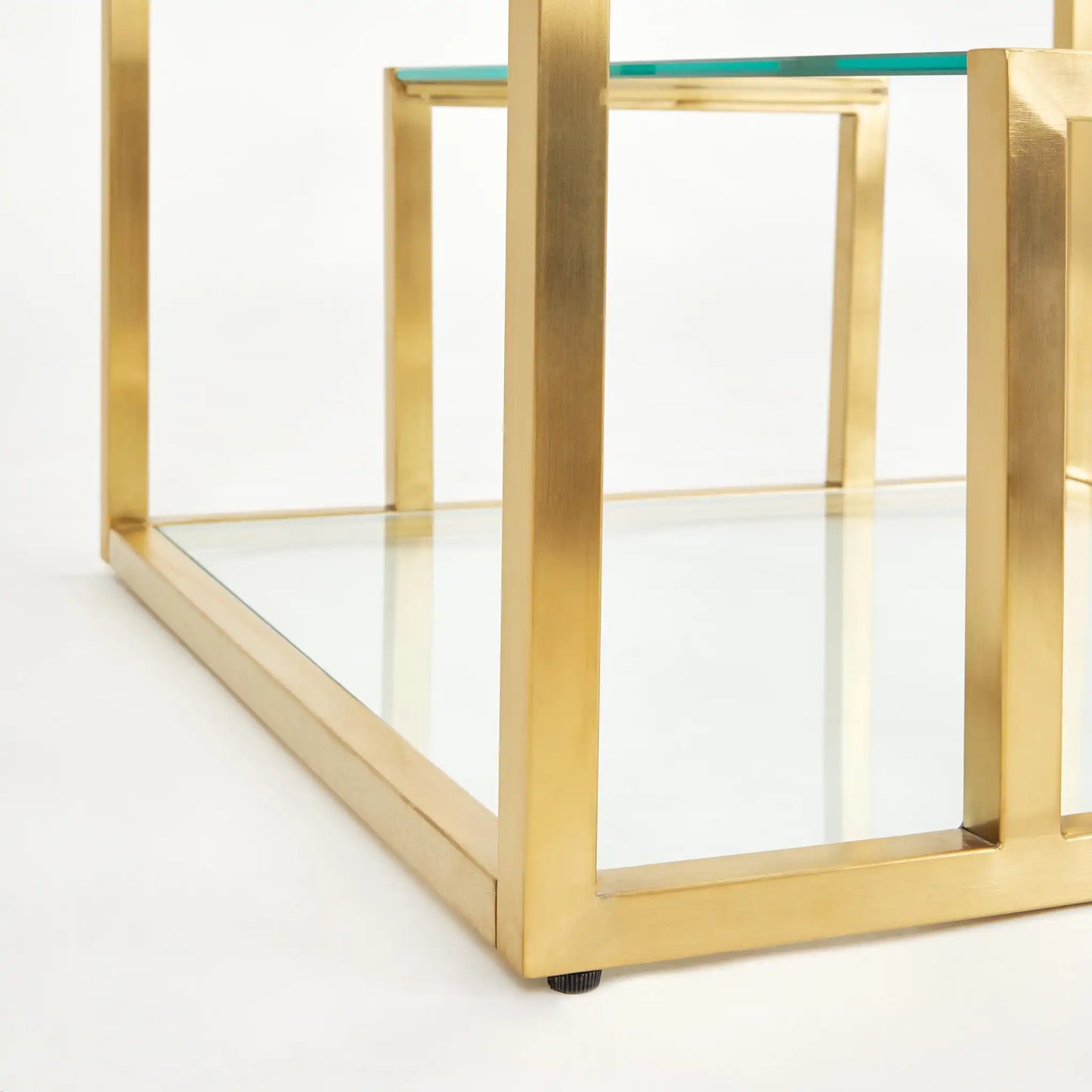 Barolo Gold Metal End Table – Brushed Gold Frame & Tempered Glass