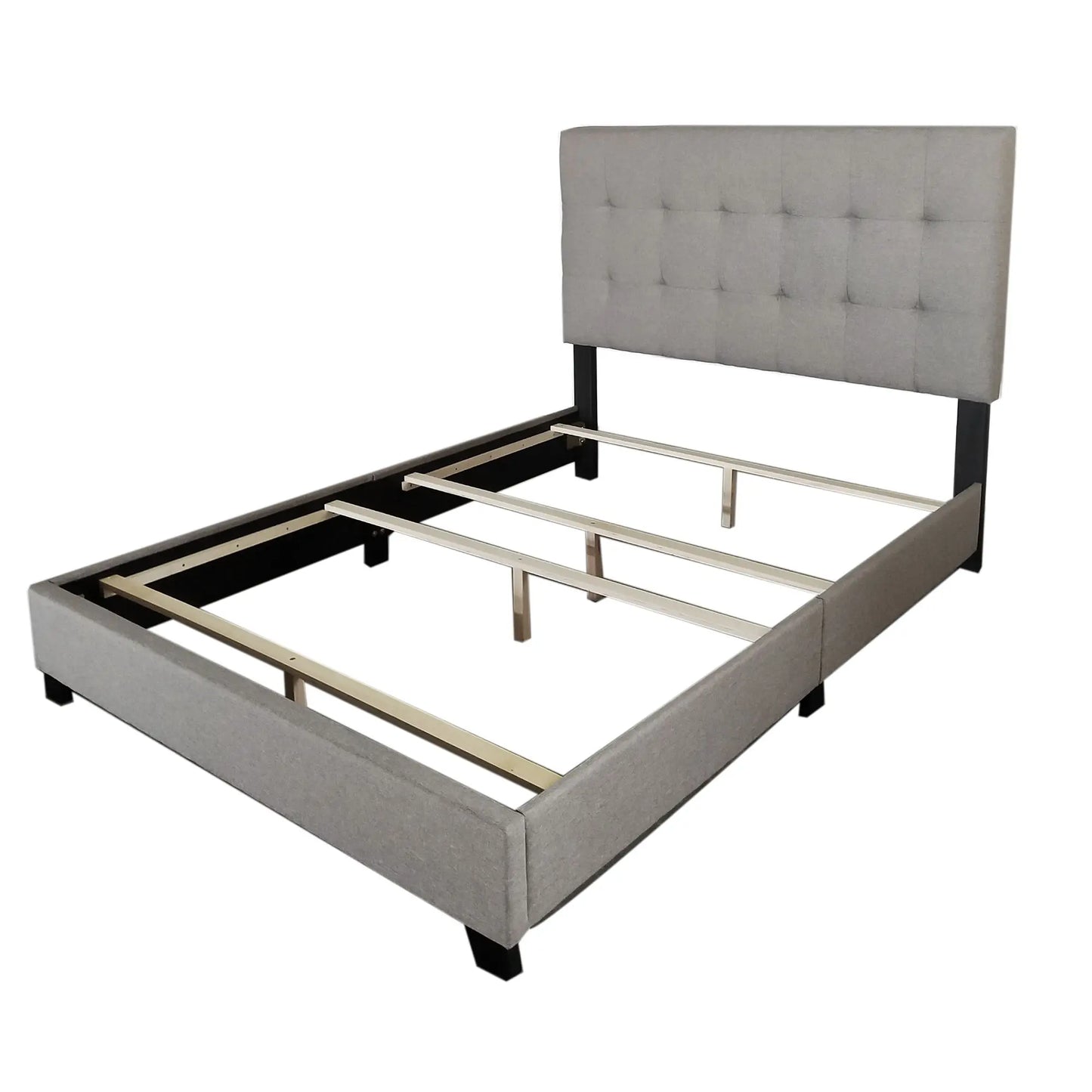 Exton Tufted Queen Bed in Light Grey – Adjustable Headboard