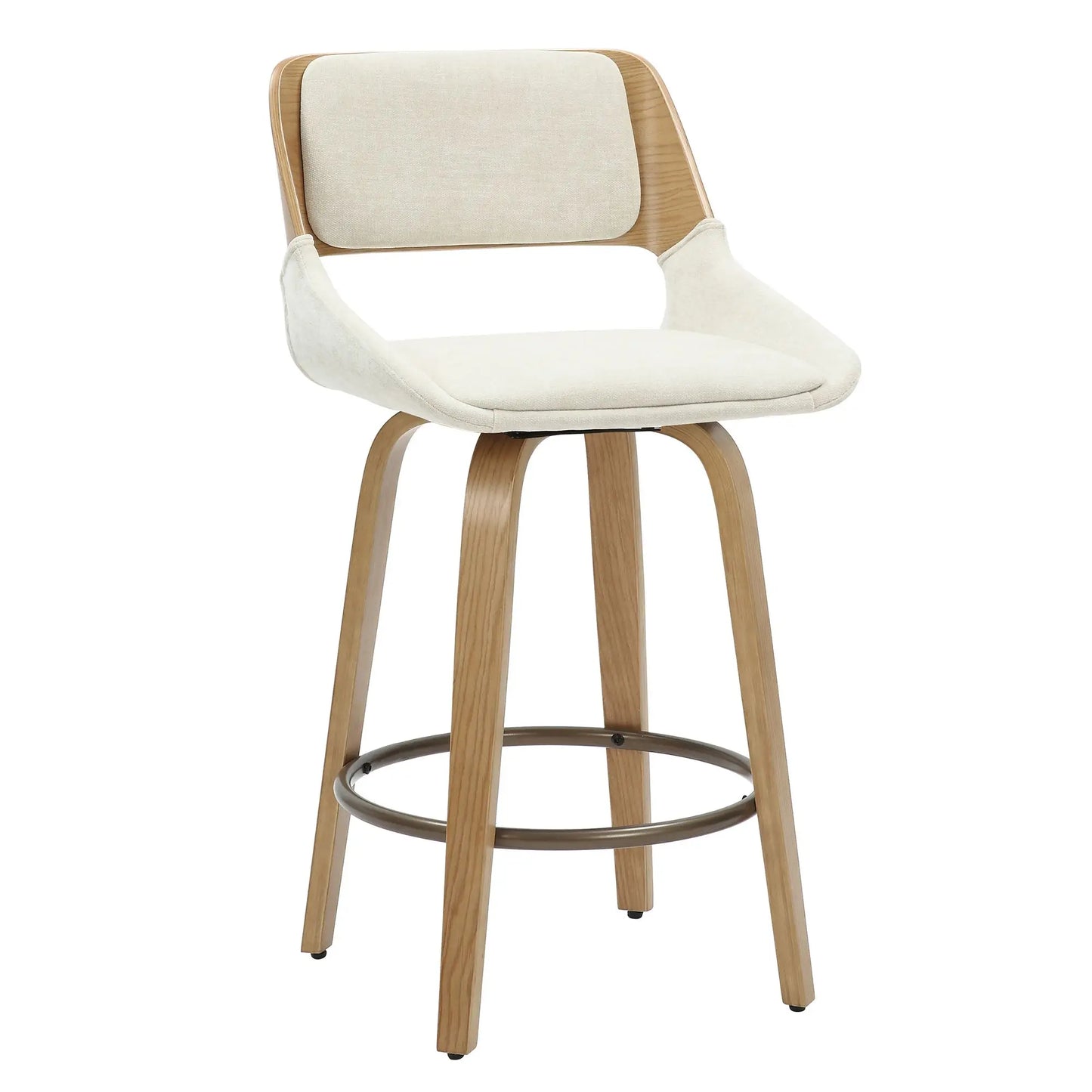 Hudson 26 White Swivel Counter Stool with Faux Leather Seat