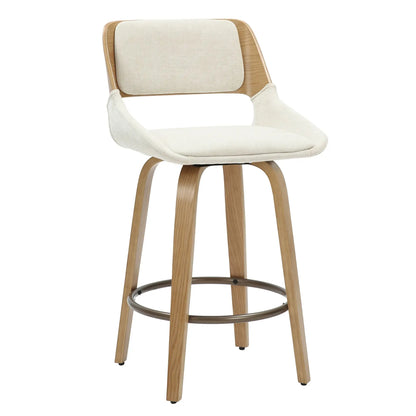 Hudson 26 White Swivel Counter Stool with Faux Leather Seat