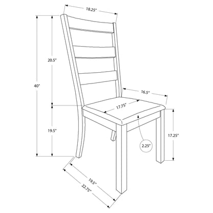 Walnut Dining Chairs - 40"H Ladder Back Beige Fabric - Set of 2