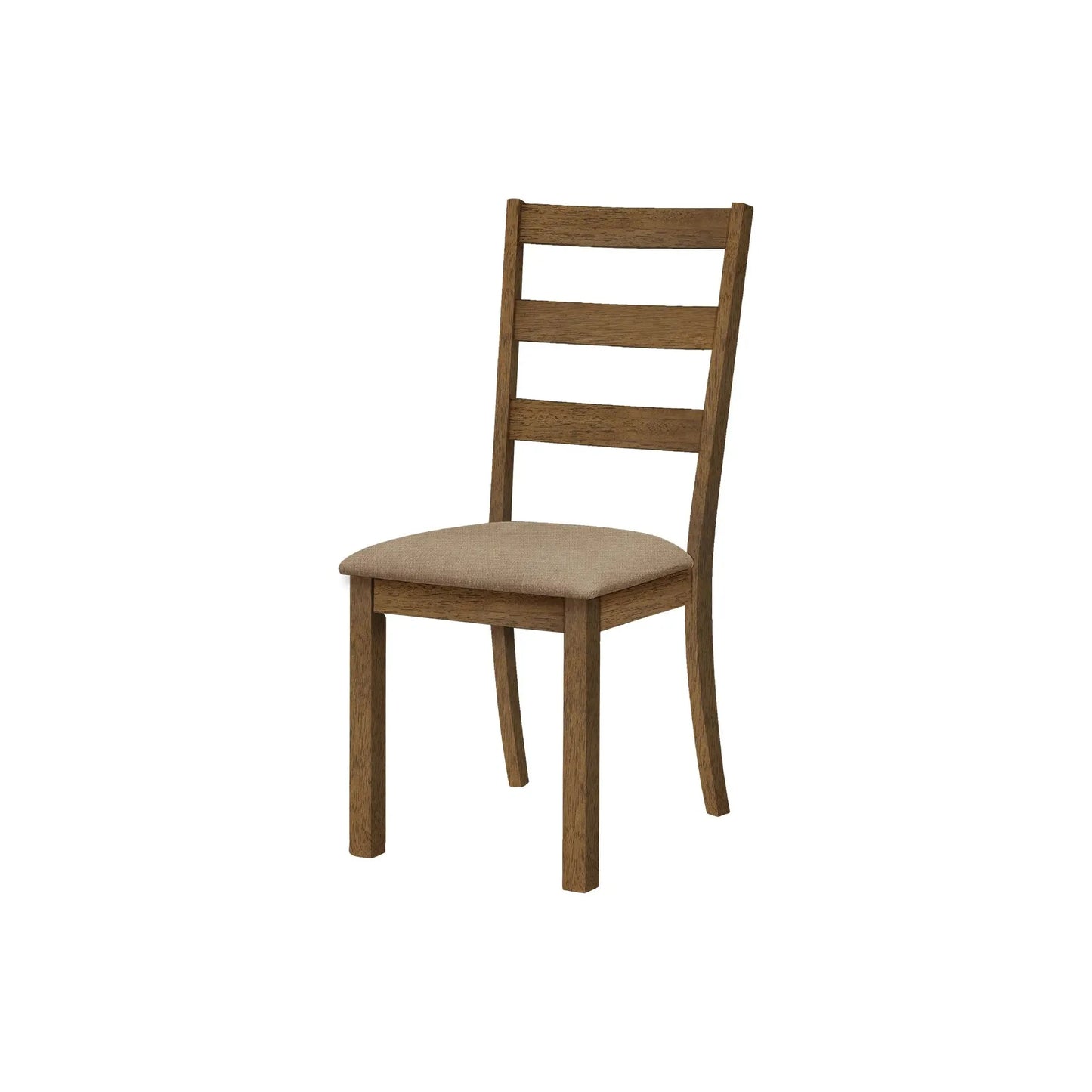Walnut Dining Chairs - 40"H Ladder Back Beige Fabric - Set of 2