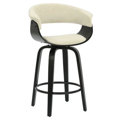 Holt Swivel Counter Stool with Curved Wood Frame & Fabric Seat