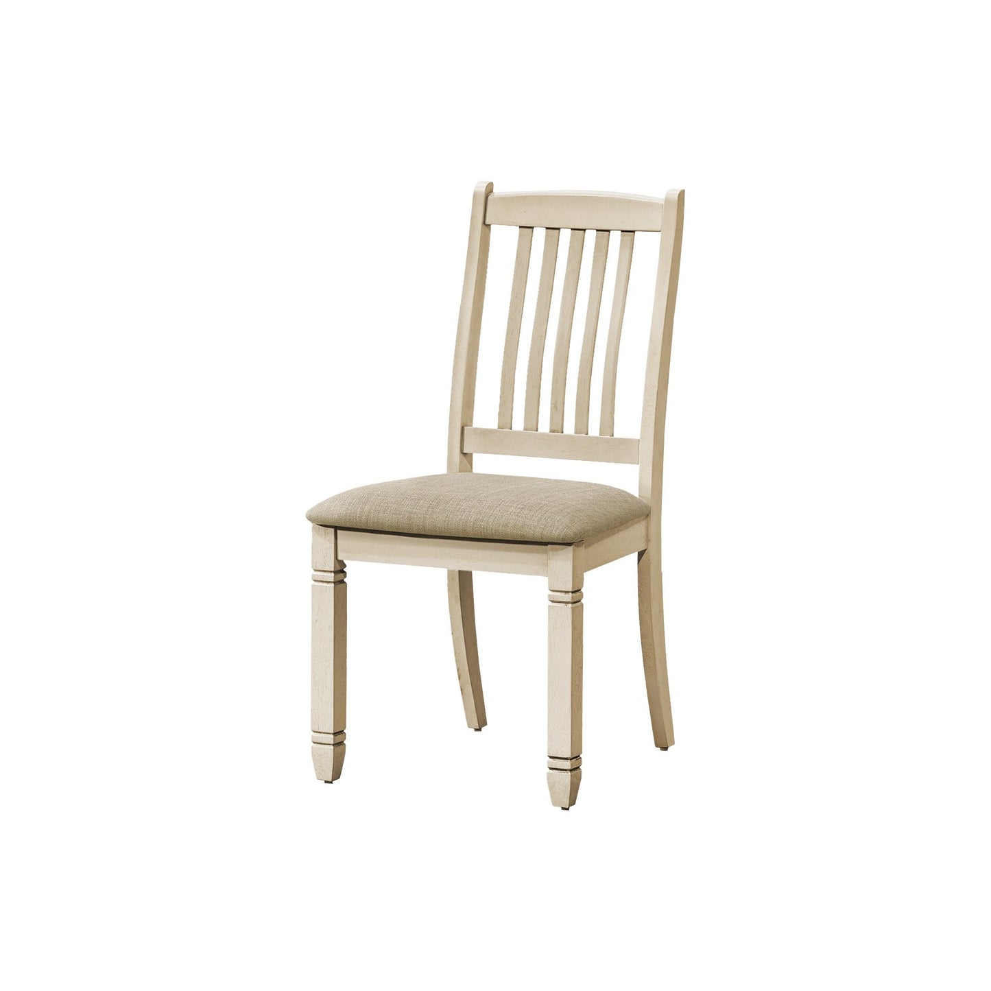 Beige Linen-Look Fabric Upholstered Dining Chairs  –  Set Of 2