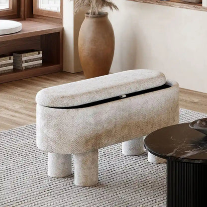 Sezron Linen Storage Ottoman With Lift-Top and Hidden Storage