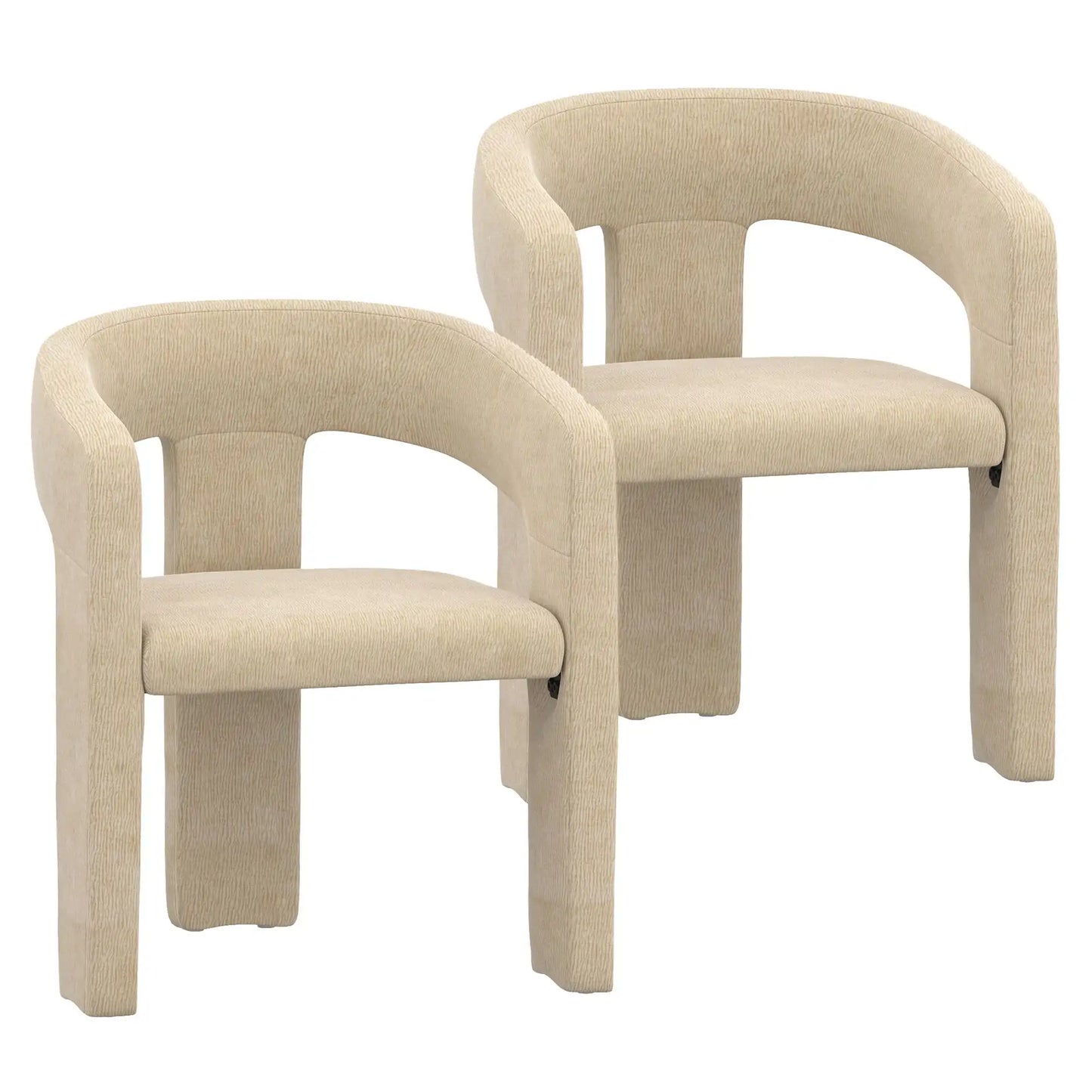 Beige Upholstered Dining Chairs Set of 2 – Modern Chenille Comfort