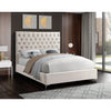 Beige Velvet Double Bed with Tufting
