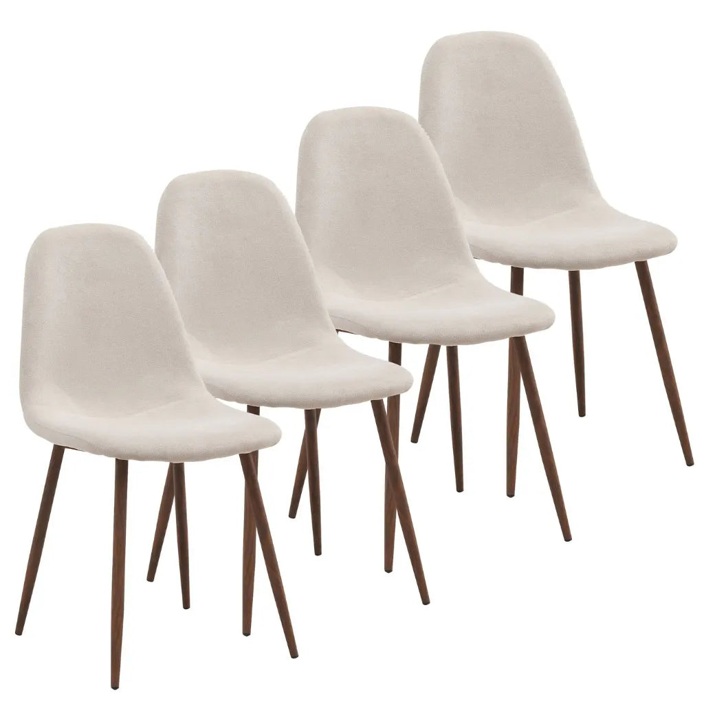 Rocca/Lyna 5pc Glass Dining Table Set – Beige Upholstered Chairs