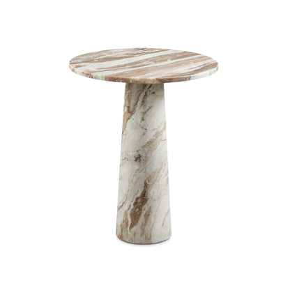 Belinda Marble End Table – Elegant Real Stone with Solid Marble Base
