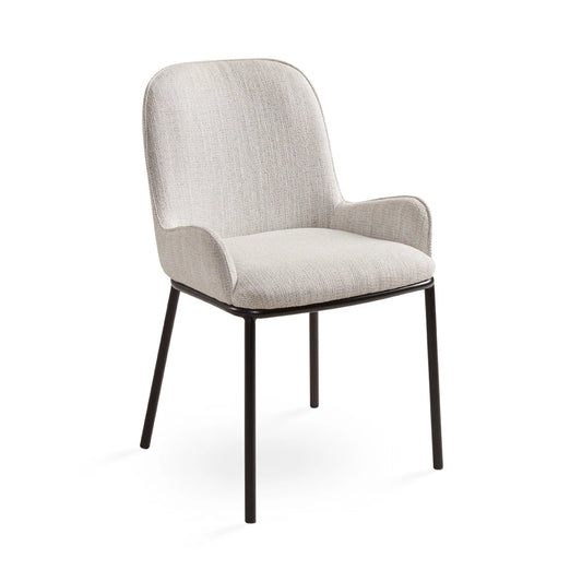 Bennett Grey Linen Dining Chair with Black Metal Legs