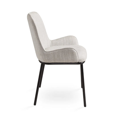 Bennett Grey Linen Dining Chair with Black Metal Legs