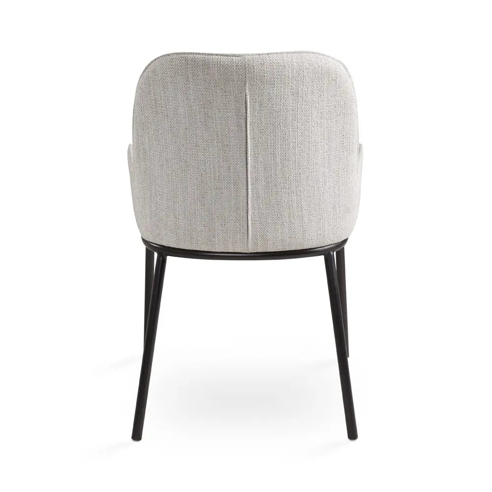 Bennett Grey Linen Dining Chair with Black Metal Legs