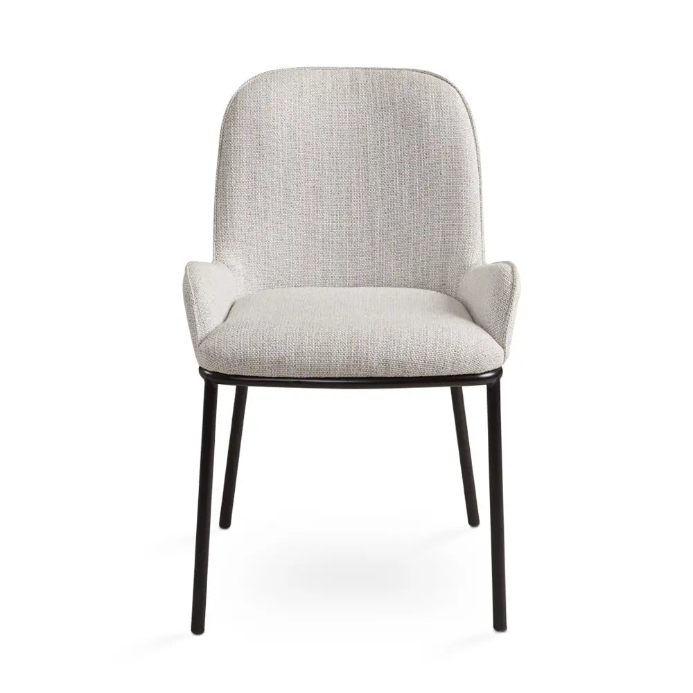 Bennett Grey Linen Dining Chair with Black Metal Legs