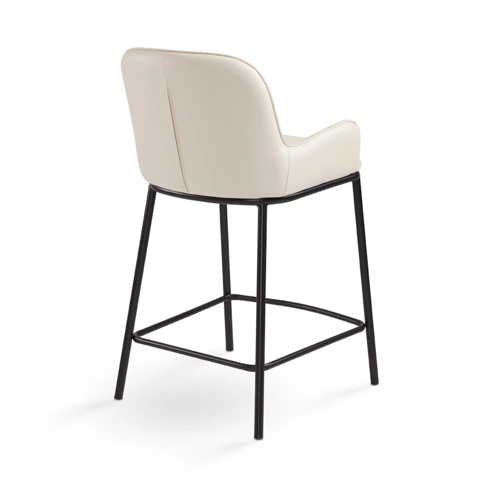 Bennett Taupe Faux Leather Counter Stool with Black Metal Frame