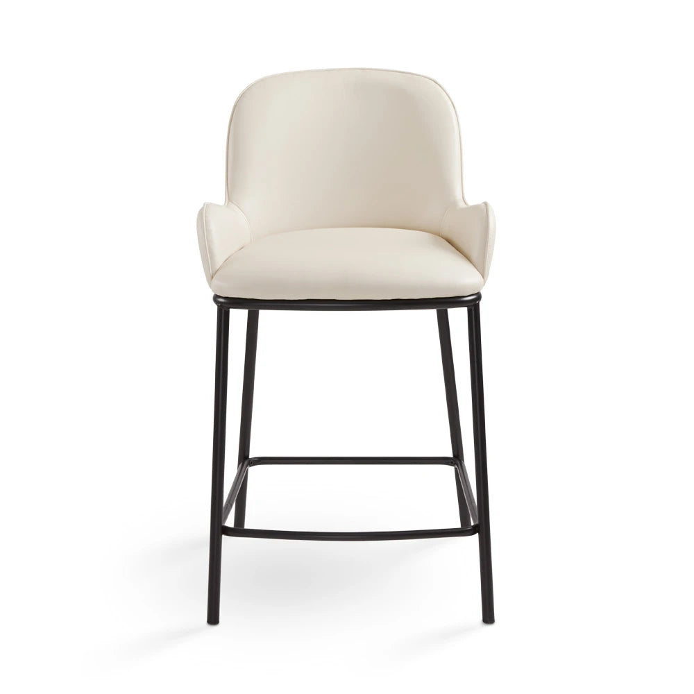 Bennett Taupe Faux Leather Counter Stool with Black Metal Frame