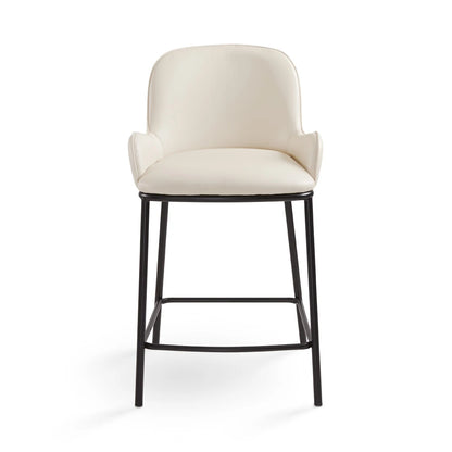 Bennett Taupe Faux Leather Counter Stool with Black Metal Frame