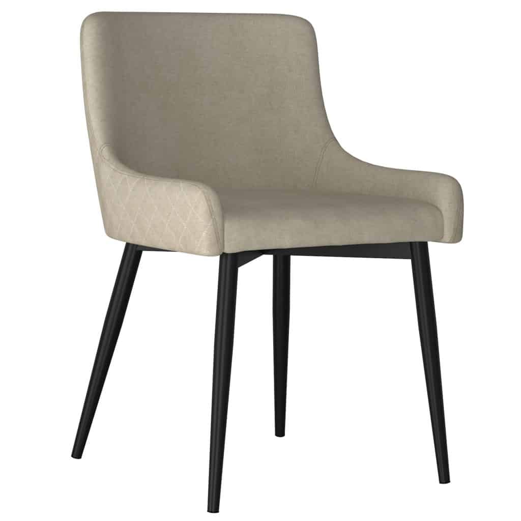 Bianca Mid-Century Modern Side Chair, in Beige Fabric -  Set of 2