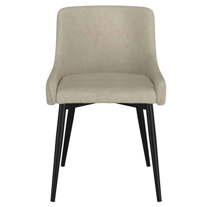 Bianca Mid-Century Modern Side Chair, in Beige Fabric -  Set of 2