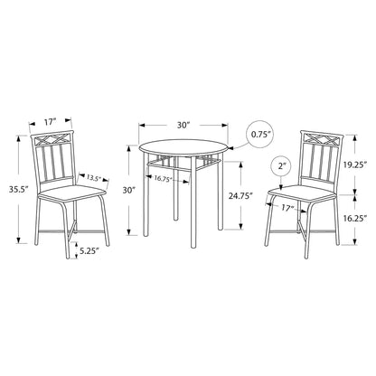 Bistro Dining Set for 2 People - Grey Marble-Top Table & Metal Chairs