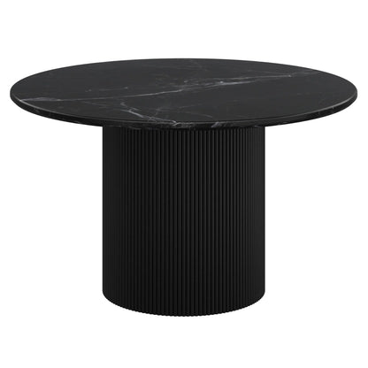 51” Jilsa Round Marble Dining Table With  Wood Base