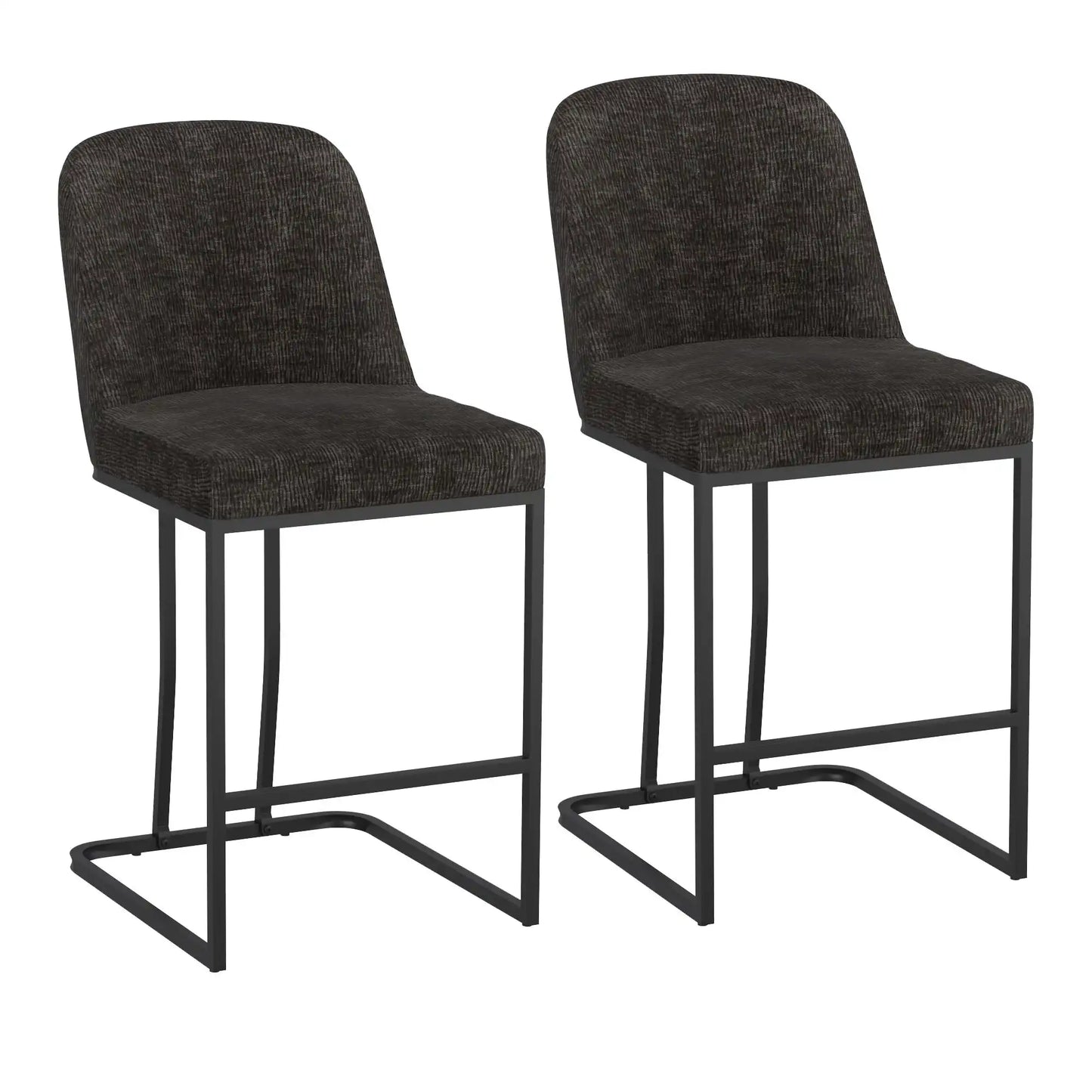 Dario 26 Fixed Height Counter Stools with Black Metal Base - Set of 2