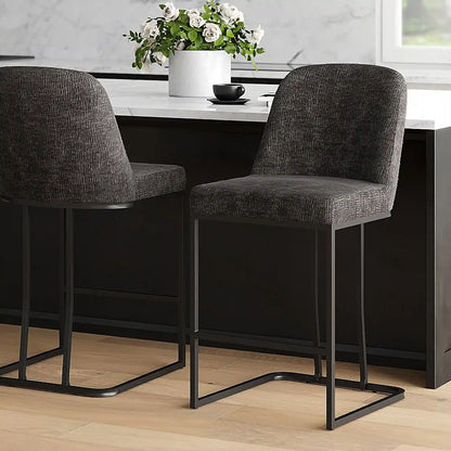 Dario 26 Fixed Height Counter Stools with Black Metal Base - Set of 2