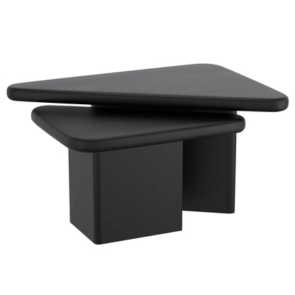 Draco 2pc Solid Wood Coffee Table Set - Nesting Triangular Tables