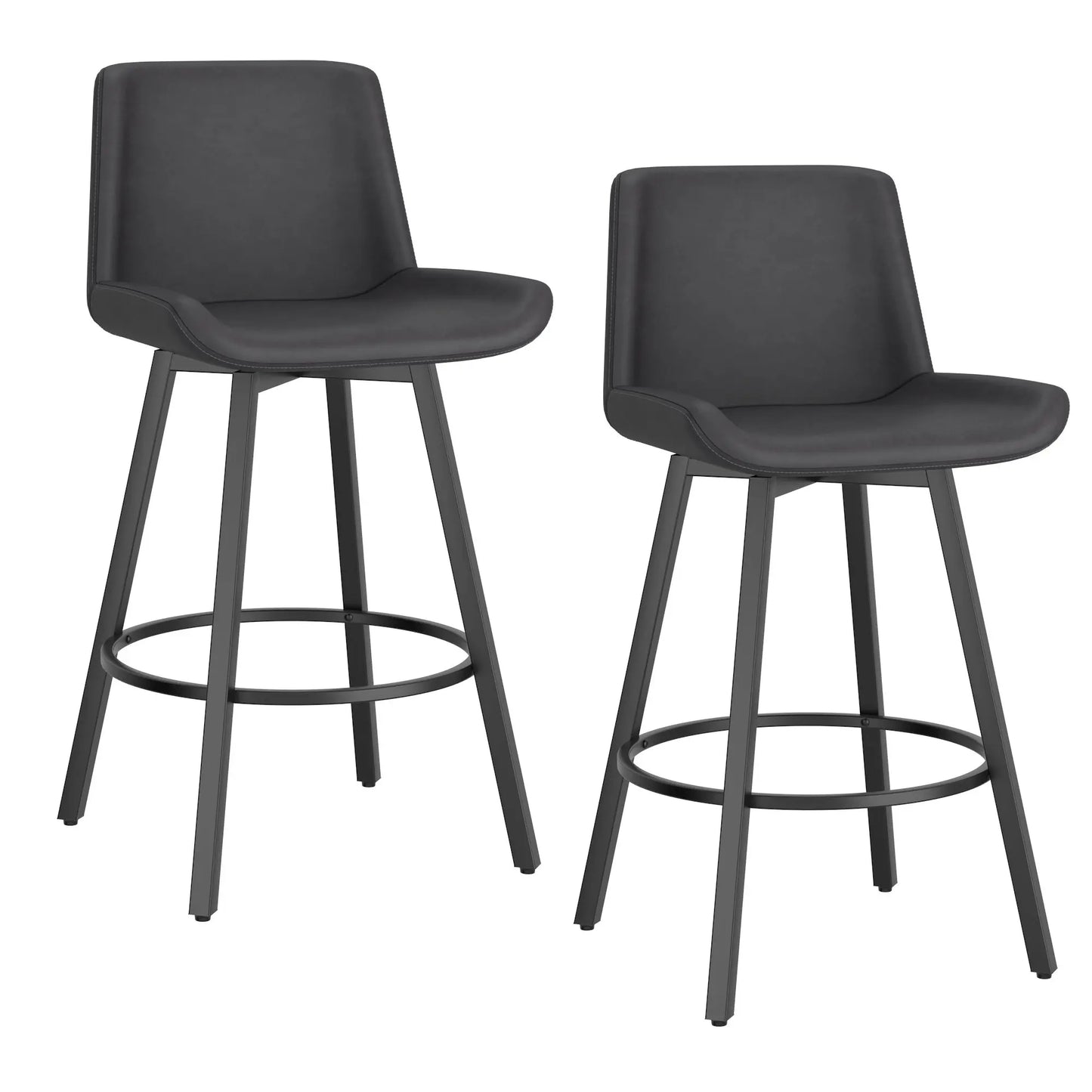 Fern 26 Swivel Counter Stools with Black Metal Frame - Set of 2
