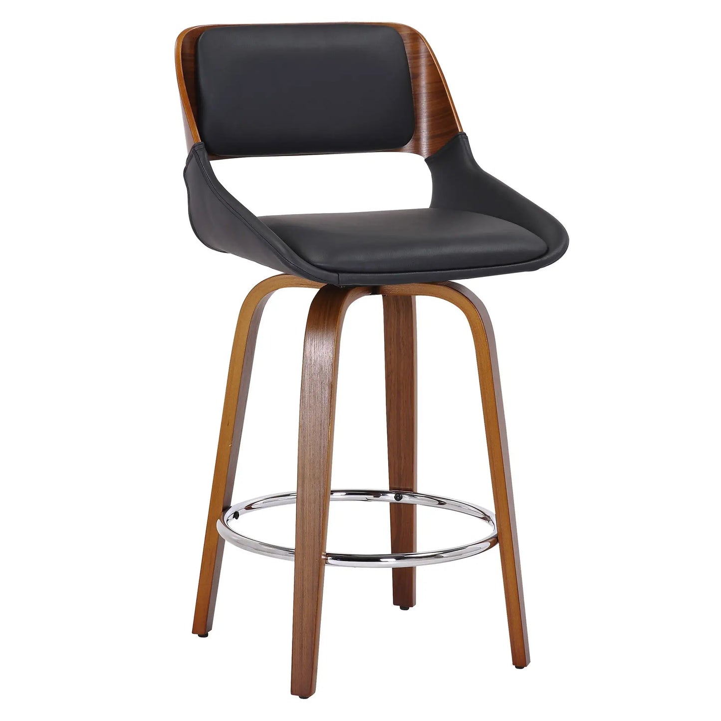 Hudson 26 White Swivel Counter Stool with Faux Leather Seat