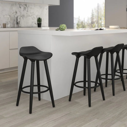 Trex 26 White Modern Counter Stools – Set of 2 with Wood Base