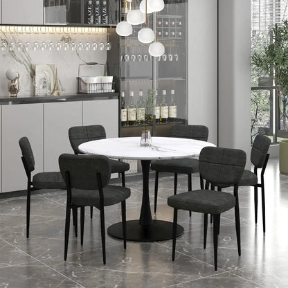 Zeke Modern Fabric Dining Chairs – Set of 2, BeigeBlack