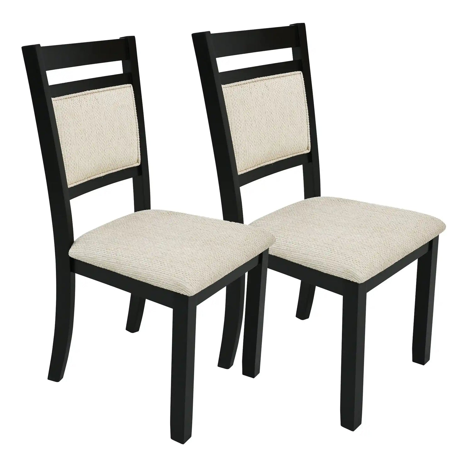 Conrad Modern Wood Dining Chairs Set of 2 – Beige Cushioned Upholstery