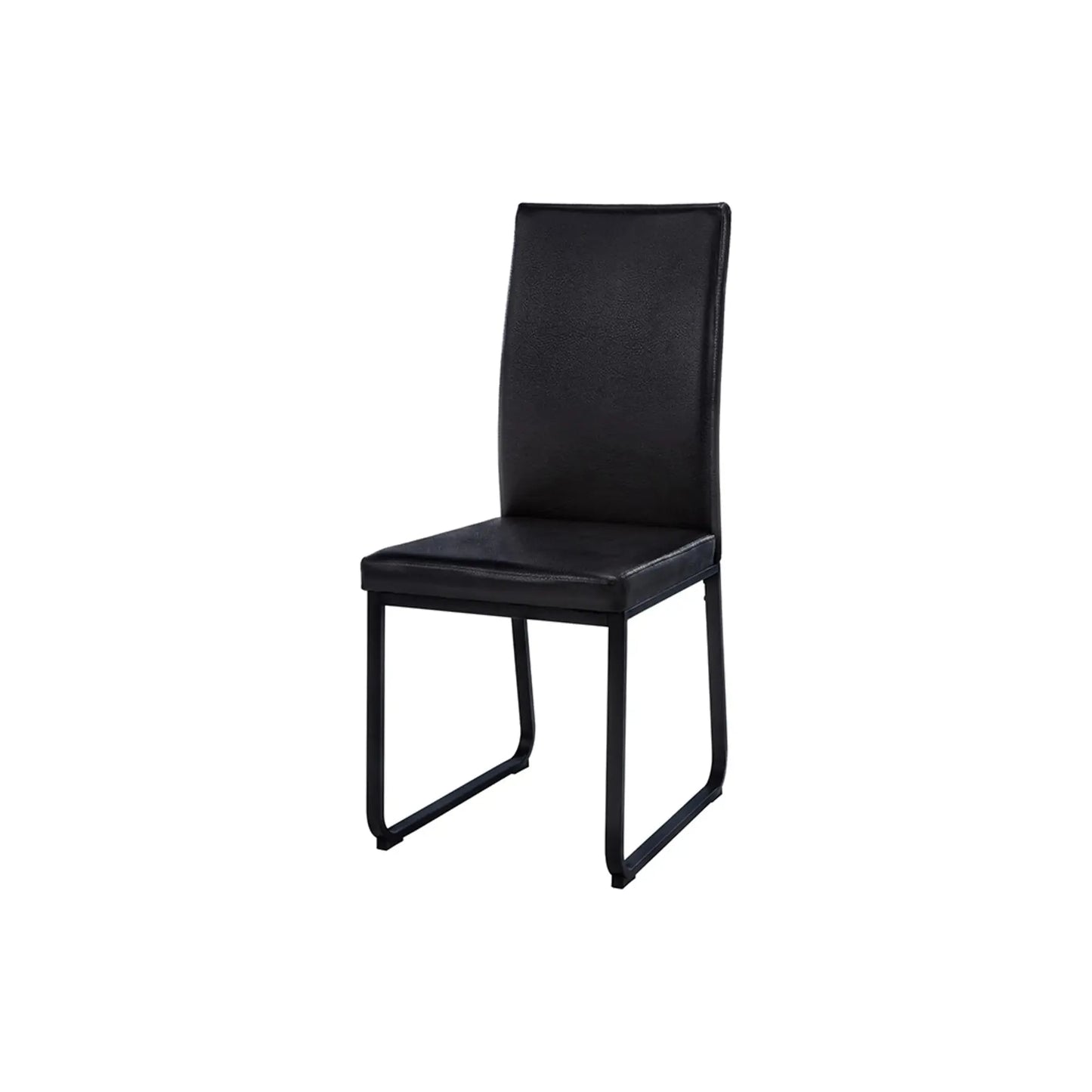 Black Faux Leather Dining Chairs – Black Metal Legs - Set Of 2