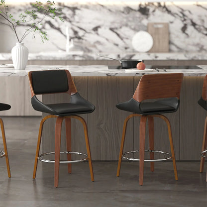 Hudson 26 White Swivel Counter Stool with Faux Leather Seat