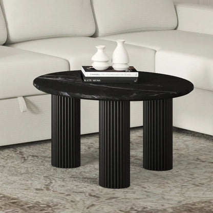Jilsa Marble Coffee Table With Solid Mango Wood Base