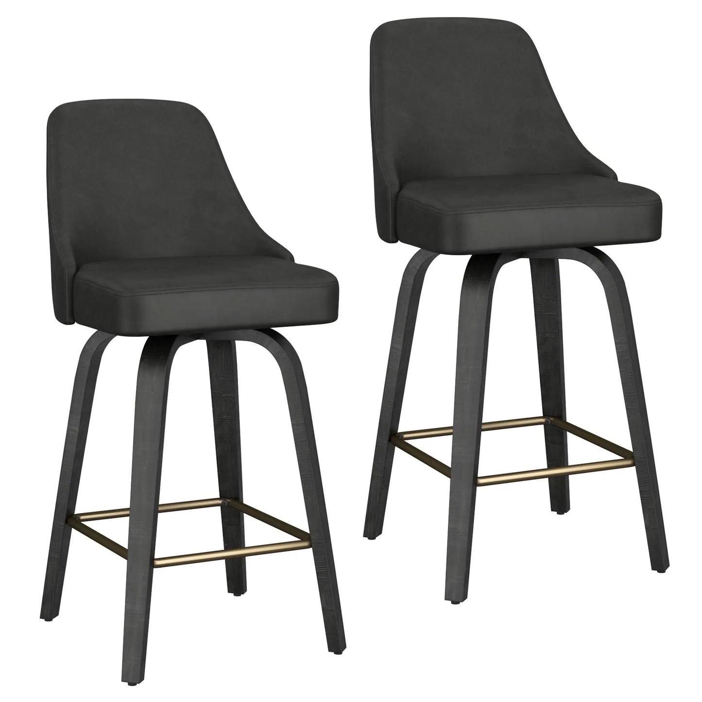 Oakley 26 Swivel Faux Leather Counter Stools - Set of 2